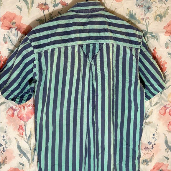 Vintage Striped Green and Blue Men's Shirt - Picture 5 of 8